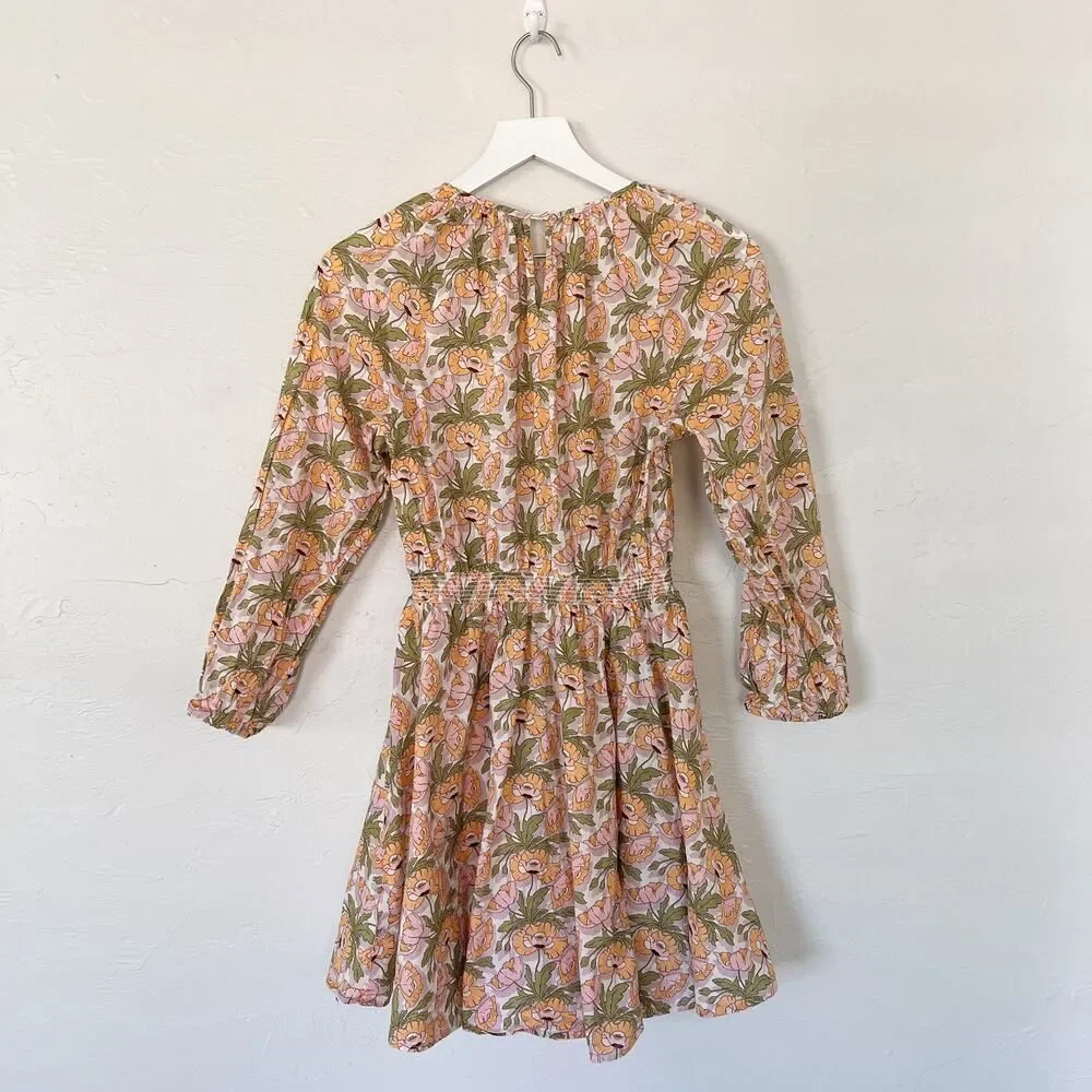 J.Crew Liberty Butterfield Poppy Pink Floral Smocked Mini Dress S Cottagecore